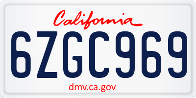 CA license plate 6ZGC969