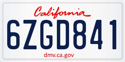 CA license plate 6ZGD841