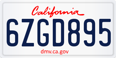 CA license plate 6ZGD895