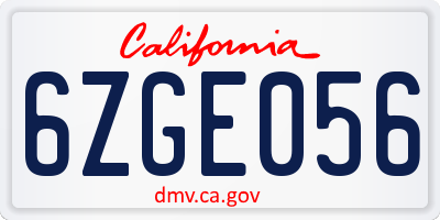 CA license plate 6ZGE056