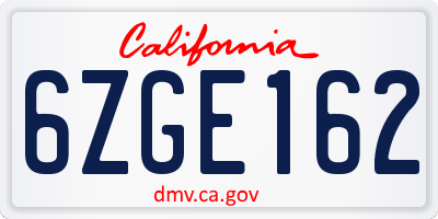 CA license plate 6ZGE162