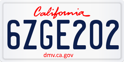 CA license plate 6ZGE202