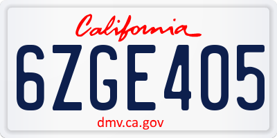 CA license plate 6ZGE405