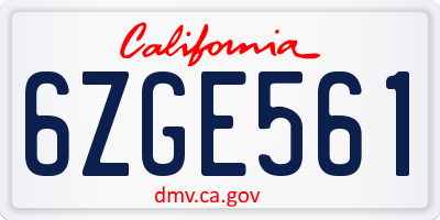 CA license plate 6ZGE561