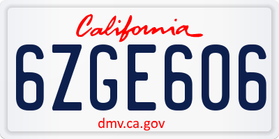 CA license plate 6ZGE606