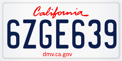 CA license plate 6ZGE639