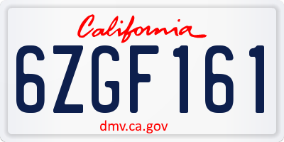 CA license plate 6ZGF161