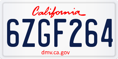 CA license plate 6ZGF264