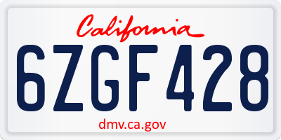 CA license plate 6ZGF428