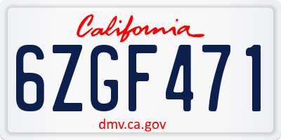 CA license plate 6ZGF471
