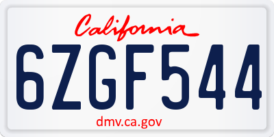 CA license plate 6ZGF544