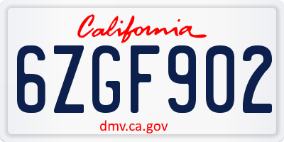 CA license plate 6ZGF902