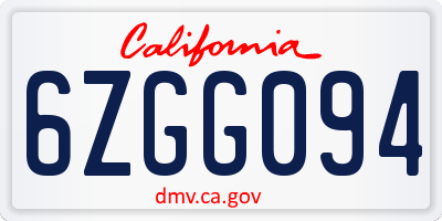 CA license plate 6ZGG094