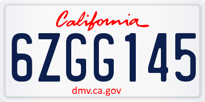 CA license plate 6ZGG145