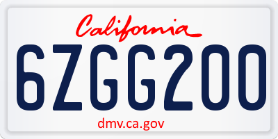 CA license plate 6ZGG200