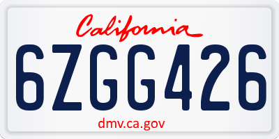 CA license plate 6ZGG426