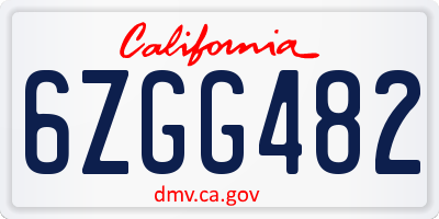 CA license plate 6ZGG482