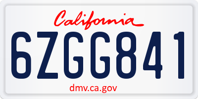 CA license plate 6ZGG841