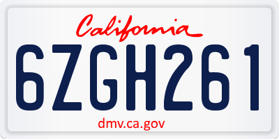 CA license plate 6ZGH261