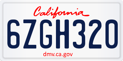 CA license plate 6ZGH320