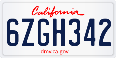 CA license plate 6ZGH342