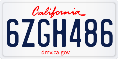 CA license plate 6ZGH486