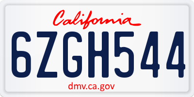 CA license plate 6ZGH544