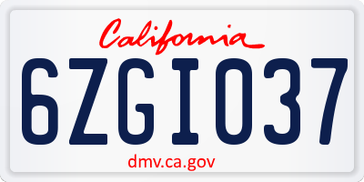 CA license plate 6ZGI037