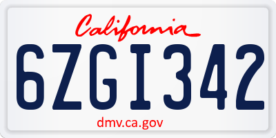 CA license plate 6ZGI342