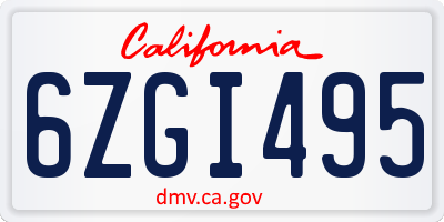 CA license plate 6ZGI495