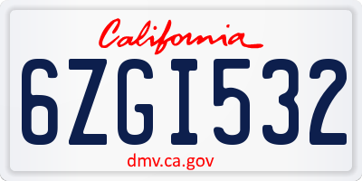 CA license plate 6ZGI532