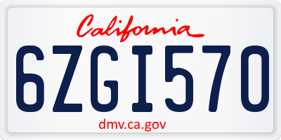 CA license plate 6ZGI570