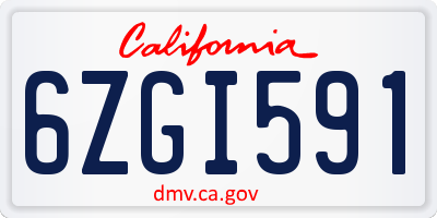 CA license plate 6ZGI591