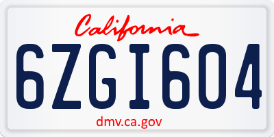 CA license plate 6ZGI604