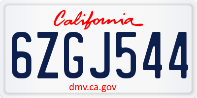 CA license plate 6ZGJ544