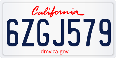 CA license plate 6ZGJ579