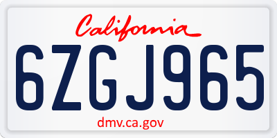 CA license plate 6ZGJ965