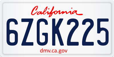 CA license plate 6ZGK225