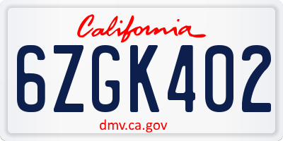 CA license plate 6ZGK402