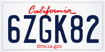 CA license plate 6ZGK82