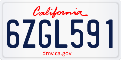 CA license plate 6ZGL591
