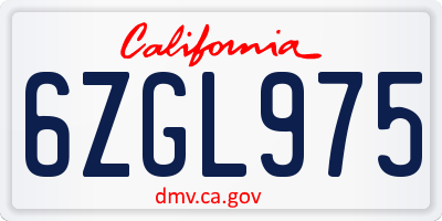 CA license plate 6ZGL975