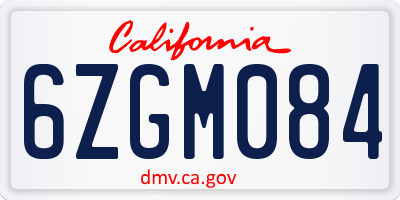 CA license plate 6ZGM084