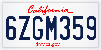 CA license plate 6ZGM359