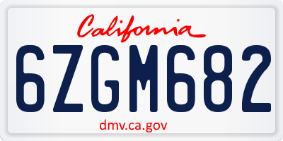 CA license plate 6ZGM682