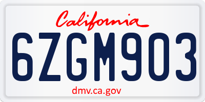 CA license plate 6ZGM903