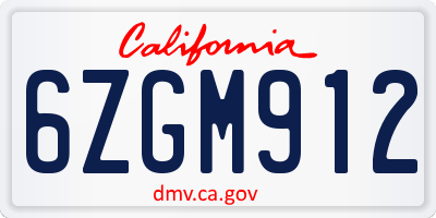 CA license plate 6ZGM912