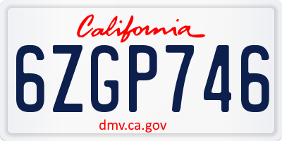 CA license plate 6ZGP746