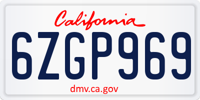 CA license plate 6ZGP969