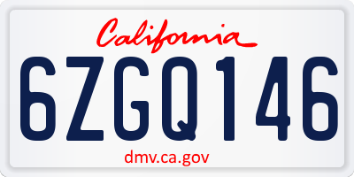 CA license plate 6ZGQ146
